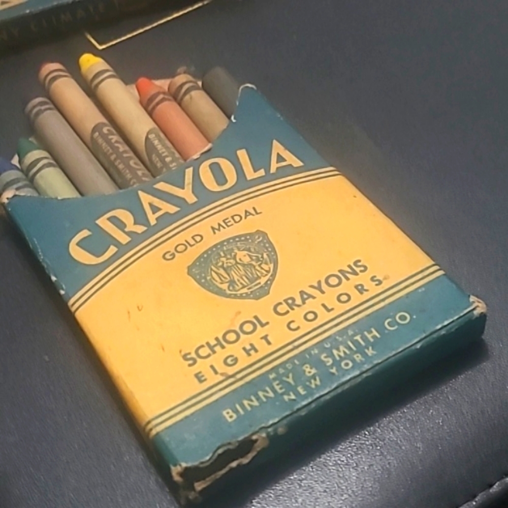 Set of 2 1949 Crayola used school crayon sets